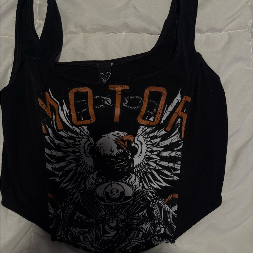 Black Graphic Corset Tank Top